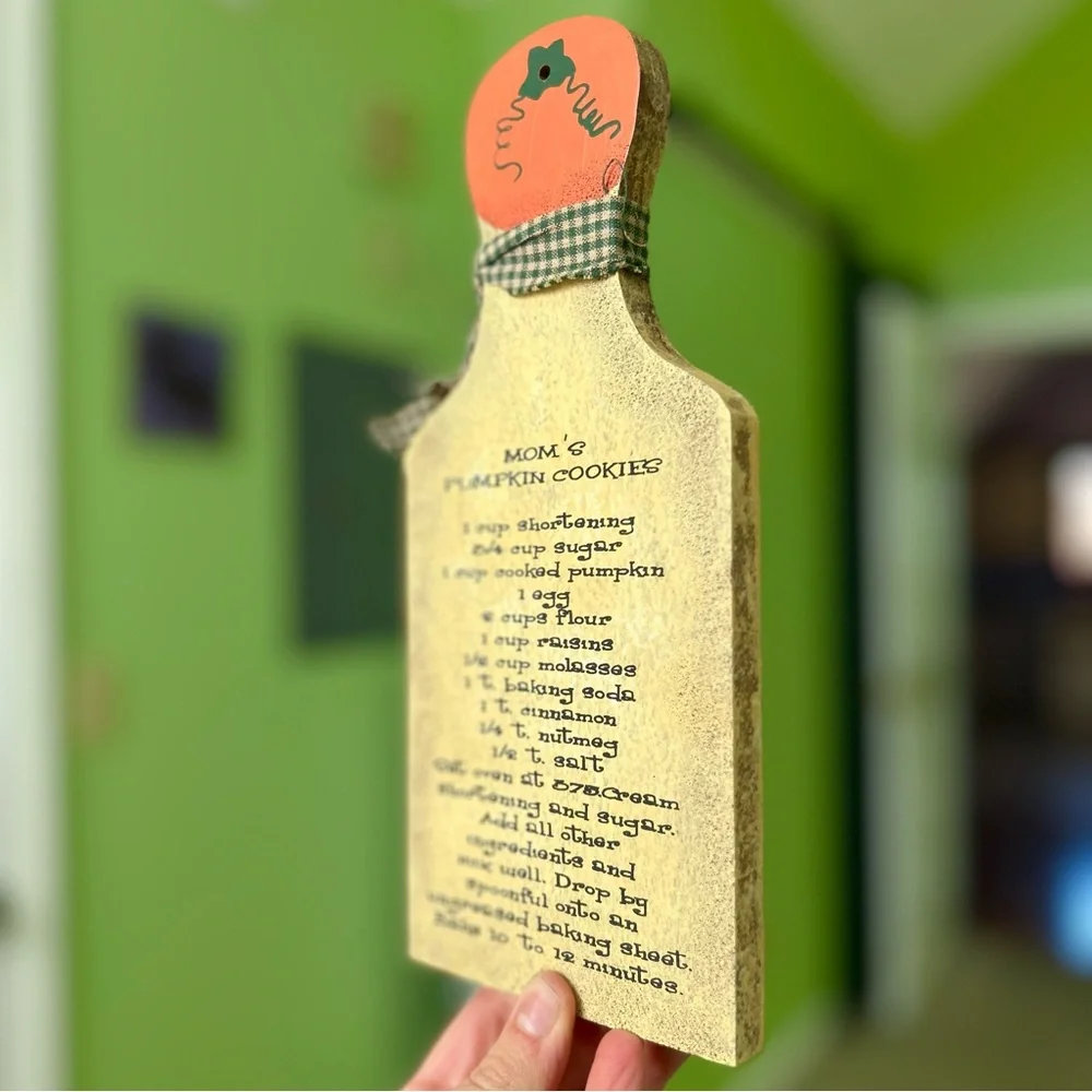 VTG Rustic Cottagecore Kitchen Classic Mom's Pumpkin Cookies Recipe Wall Art